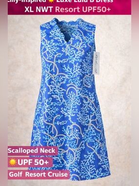 Lulu B Scallop Neck Dress XL NWT Coastal Coral UPF 50